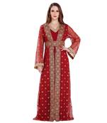 Maroon Georgette Embroidered Zari Work Islamic Kaftan