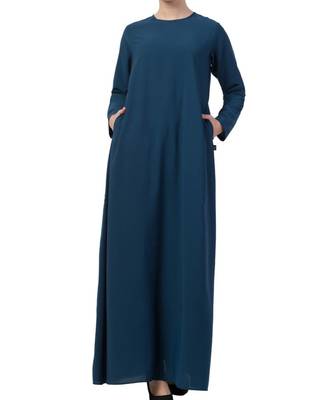 Teal kashibo A Line Abaya With Side Pockets 1