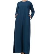 Teal kashibo A Line Abaya With Side Pockets