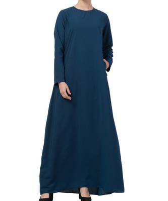 Teal kashibo A Line Abaya With Side Pockets 2