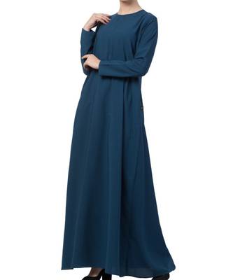 Teal kashibo A Line Abaya With Side Pockets 3
