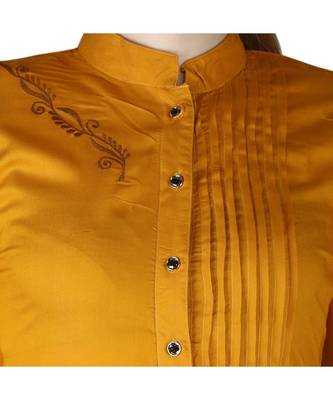 yellow printed rayon kurti 5