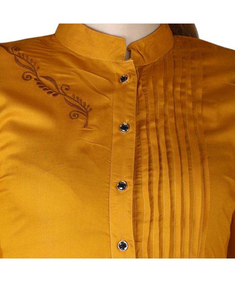 yellow printed rayon kurti