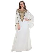 Cream  Georgette Embroidered Zari Work Islamic Kaftan