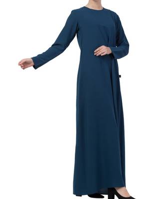 Teal kashibo A Line Abaya With Side Pockets 6