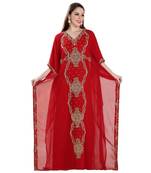 Red Georgette Embroidered Zari Work Islamic Kaftan
