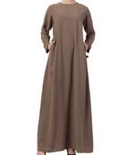 Khaki kashibo A Line Abaya With Side Pockets