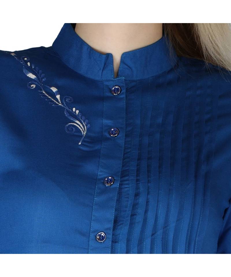 Turquoise printed rayon kurti