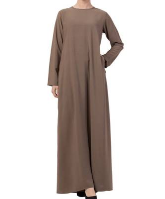 Khaki kashibo A Line Abaya With Side Pockets 2