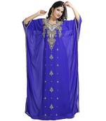 Blue Georgette Embroidered Zari Work Islamic Kaftan
