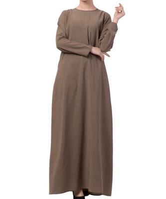 Khaki kashibo A Line Abaya With Side Pockets 3