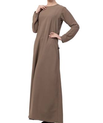 Khaki kashibo A Line Abaya With Side Pockets 5