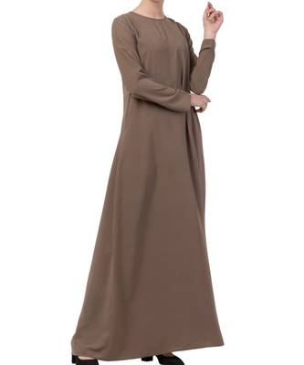 Khaki kashibo A Line Abaya With Side Pockets 6