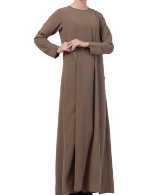 Khaki kashibo A Line Abaya With Side Pockets 7