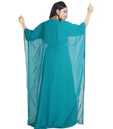 Turquoise Georgette Embroidered Zari Work Islamic Kaftan