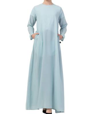 Blue kashibo A Line Abaya With Side Pockets 1
