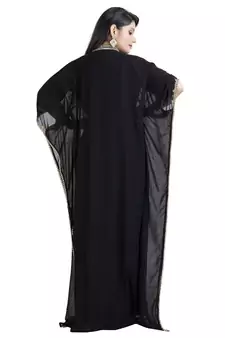 Black Georgette Embroidered Zari Work Designer Kaftan for Women