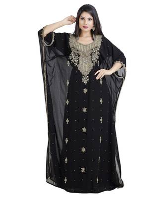 Black Georgette Embroidered Zari Work Designer Kaftan for Women 1