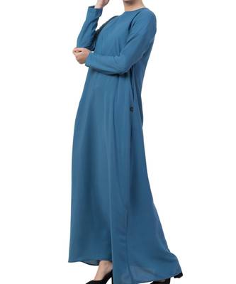 Blue kashibo A Line Abaya With Side Pockets 2