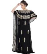Black Georgette Embroidered Zari Work Islamic Kaftan