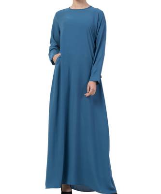 Blue kashibo A Line Abaya With Side Pockets 5