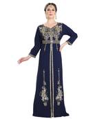 Blue Georgette Embroidered Zari Work Islamic Kaftan