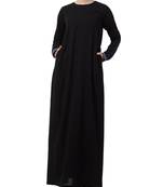 Black kashibo  A Line Abaya With Grey Piping