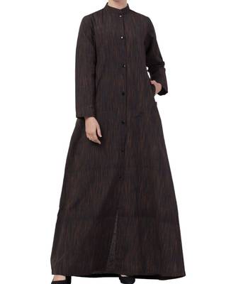 Black Cotton Poly  Khadi Look Abaya Dress 1