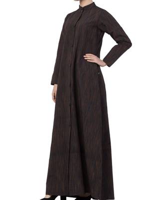 Black Cotton Poly  Khadi Look Abaya Dress 3