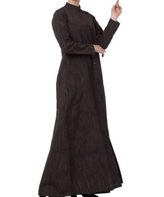 Black Cotton Poly  Khadi Look Abaya Dress 4
