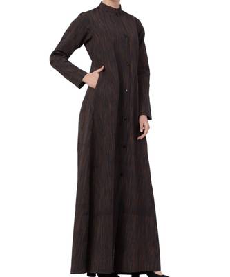 Black Cotton Poly  Khadi Look Abaya Dress 5