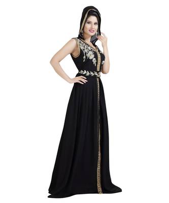Black Georgette Embroidered Zari Work Islamic Kaftan 1