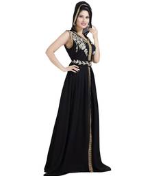 Black Georgette Embroidered Zari Work Islamic Kaftan