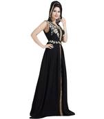 Black Georgette Embroidered Zari Work Islamic Kaftan