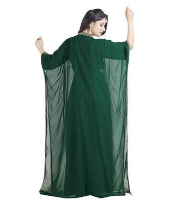 Green Georgette Embroidered Zari Work Islamic Kaftan 2