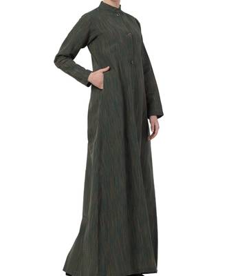 Green Cotton Poly  Khadi Look Abaya Dress 3