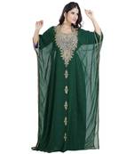 Green Georgette Embroidered Zari Work Islamic Kaftan