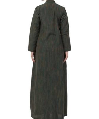 Green Cotton Poly  Khadi Look Abaya Dress 5