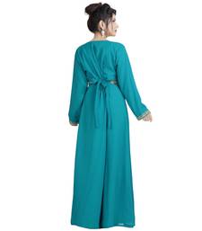 Turquoise Georgette Embroidered Zari Work Islamic Kaftan