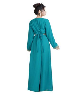 Turquoise Georgette Embroidered Zari Work Islamic Kaftan 2