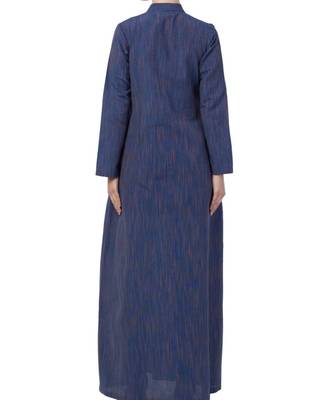 Blue Cotton Poly  Khadi Look Abaya Dress 5