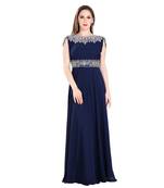 Blue Georgette Embroidered Zari Work Islamic Kaftan