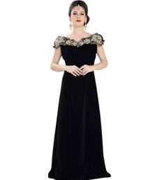 Black Georgette Embroidered Zari Work Islamic Kaftan