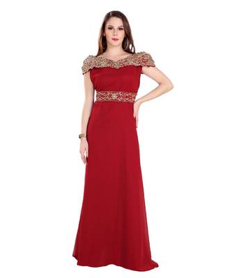 Red Georgette Embroidered Zari Work Islamic Kaftan 1