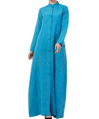 Turquoise Cotton Poly  Khadi Look Abaya Dress 1