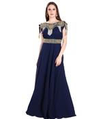 Blue Georgette Embroidered Zari Work Islamic Kaftan