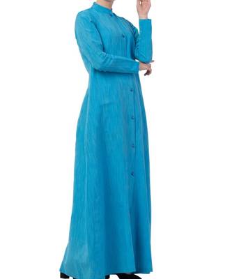Turquoise Cotton Poly  Khadi Look Abaya Dress 3
