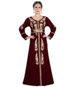 Red Velvet Embroidered Zari Work Islamic Kaftan