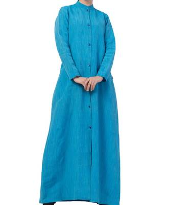 Turquoise Cotton Poly  Khadi Look Abaya Dress 7