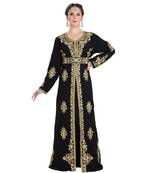 Black Velvet Embroidered Zari Work Islamic Kaftan